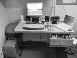 My desk, complete with snack drawer